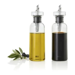 AdHoc AromaPour Olie/eddikeflaske - 2 stk. 300 ml - Glas/rustfrit stål - Klar/sølvfarvet