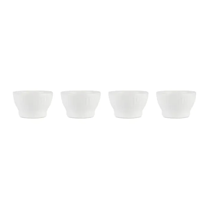 Aida Groovy Æggebæger - 4 stk. H 6 cm - Stentøj - Hvid