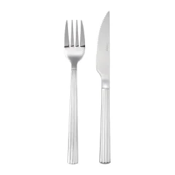 Aida Groovy Steaksæt - 8 dele 4 kuverter - Rustfrit stål - Blank sølvfarvet