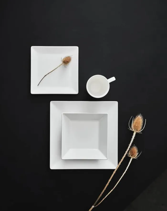 Aida Quadro Flad Tallerken B 26,5 x L 26,5 cm - Stentøj - Hvid
