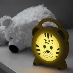 Alecto Søvntræer natlampe og vækkeur - Tiger H 14,2 cm - Plastik - Orange