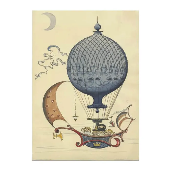 Architectmade Plakat Ballonrejsen B 50 x L 70 cm - Mat papir - Flerfarvet