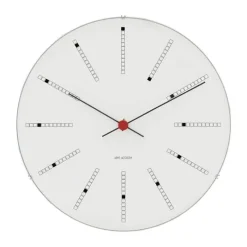 Arne Jacobsen Bankers Clock Vægur Ø 48 cm - Mineralsk topglas/aluminium/kunststof - Hvid/sort/rød