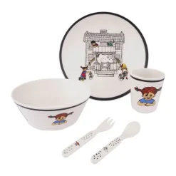 Barbo Toys Pippi Spisesæt - 5 dele Genbrugsplast - Multifarvet