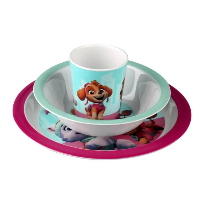 Barbo Toys Spisesæt - Paw Patrol Melamin - Lyserød