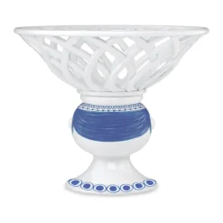 Bjørn Wiinblad Dora Frugtskål Ø 25 x H 20,5 cm - Porcelæn - Hvid/blå