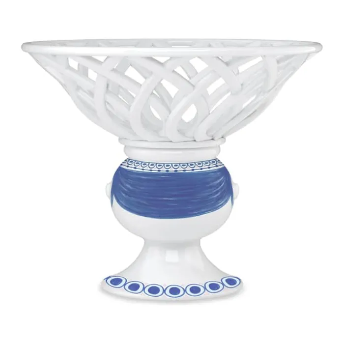 Bjørn Wiinblad Dora Frugtskål Ø 25 x H 20,5 cm - Porcelæn - Hvid/blå