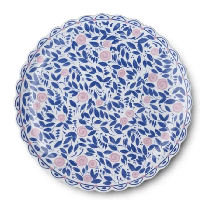 Bjørn Wiinblad Dora Kagetallerken Ø 20 cm - Porcelæn - Blå/rosa
