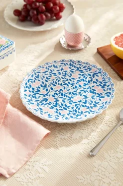 Bjørn Wiinblad Dora Kagetallerken Ø 20 cm - Porcelæn - Blå/rosa
