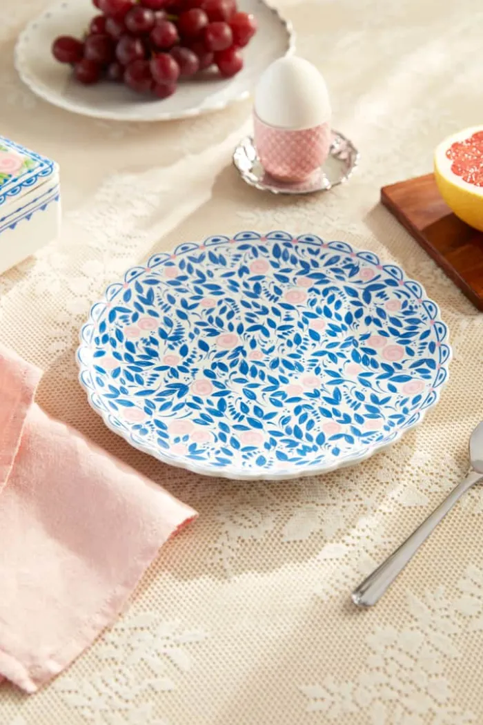 Bjørn Wiinblad Dora Kagetallerken Ø 20 cm - Porcelæn - Blå/rosa