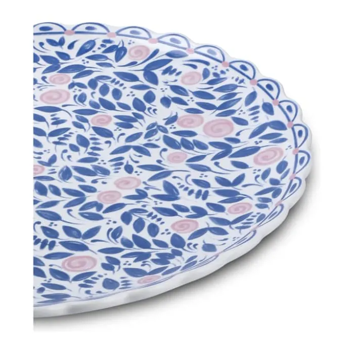Bjørn Wiinblad Dora Kagetallerken Ø 20 cm - Porcelæn - Blå/rosa