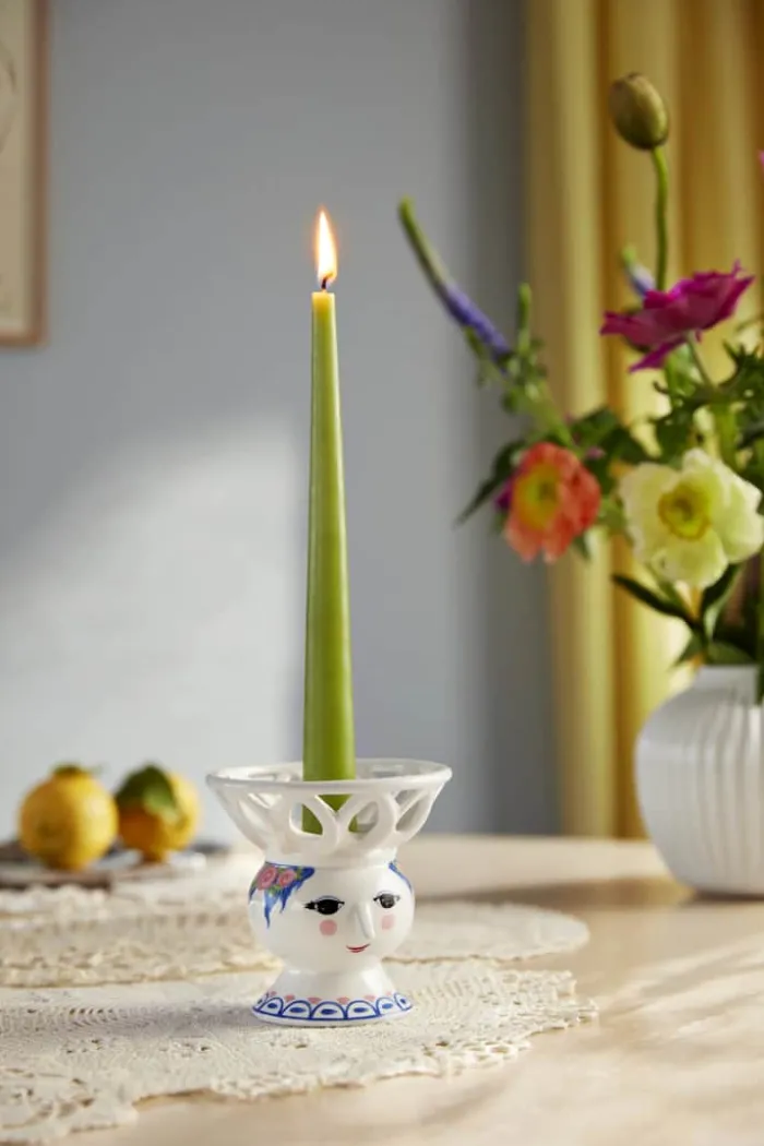 Bjørn Wiinblad Dora Kronelysestage Ø 10 x H 9,5 cm - Porcelæn - Blå