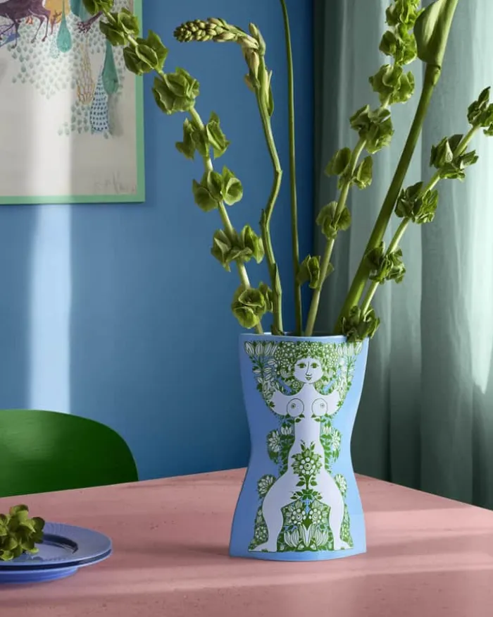 Bjørn Wiinblad Nina Vase H 28,5 cm - Keramik - Lyseblå/grøn