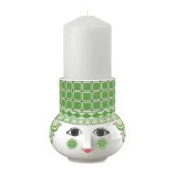 Bjørn Wiinblad Olga Bloklysestage H 12 cm - Porcelæn - Grøn