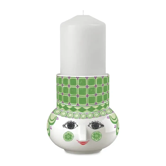 Bjørn Wiinblad Olga Bloklysestage H 12 cm - Porcelæn - Grøn