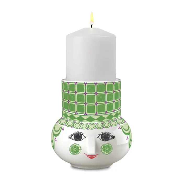 Bjørn Wiinblad Olga Bloklysestage H 12 cm - Porcelæn - Grøn
