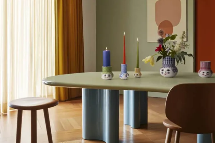 Bjørn Wiinblad Olga Kronelysestage H 14 cm - Porcelæn - Blå