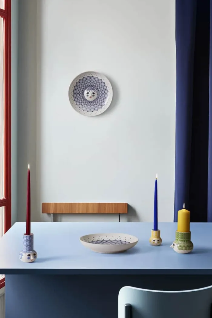 Bjørn Wiinblad Olga Kronelysestage H 14 cm - Porcelæn - Blå
