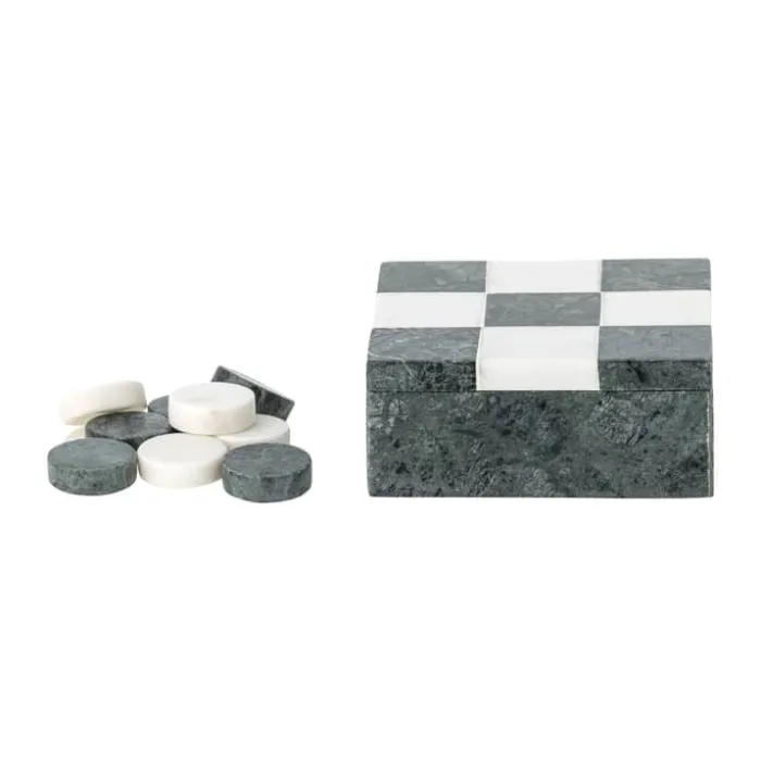 Bloomingville Aske Kryds & Bolle Spil B 12 x L 12 cm - Marmor - Grøn