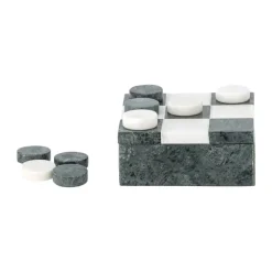 Bloomingville Aske Kryds & Bolle Spil B 12 x L 12 cm - Marmor - Grøn