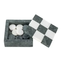 Bloomingville Aske Kryds & Bolle Spil B 12 x L 12 cm - Marmor - Grøn