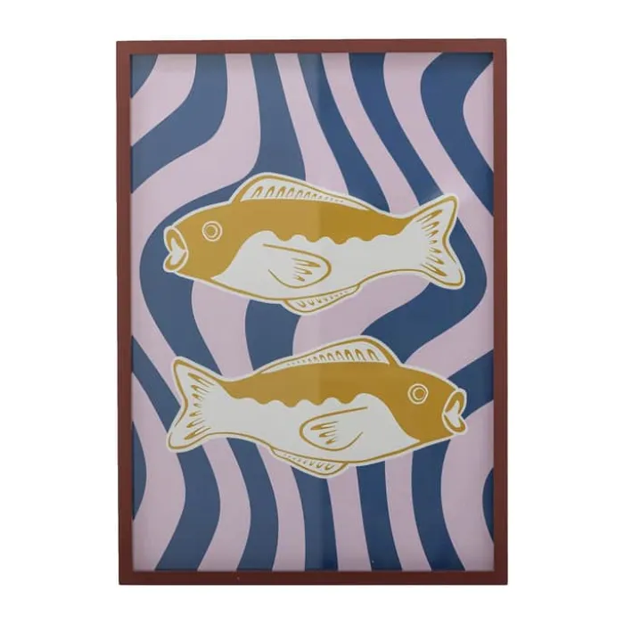 Bloomingville Billede - Remy Illustration med ramme H 70 x B 50 x L 2,5 cm - Fyrretræ - Rose