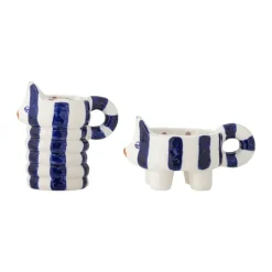 Bloomingville Caty Lysestage - 2 stk. H 13 x B 10,5 x L 16 cm - Stentøj - Blå