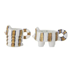 Bloomingville Caty Lysestage - 2 stk. H 9,5 x B 1,4 x L 15,8 cm - Stentøj - Brun