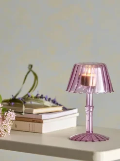 Bloomingville Cisco Fyrfadsstage Ø 10,5 x H 18 cm - Glas - Lyserød
