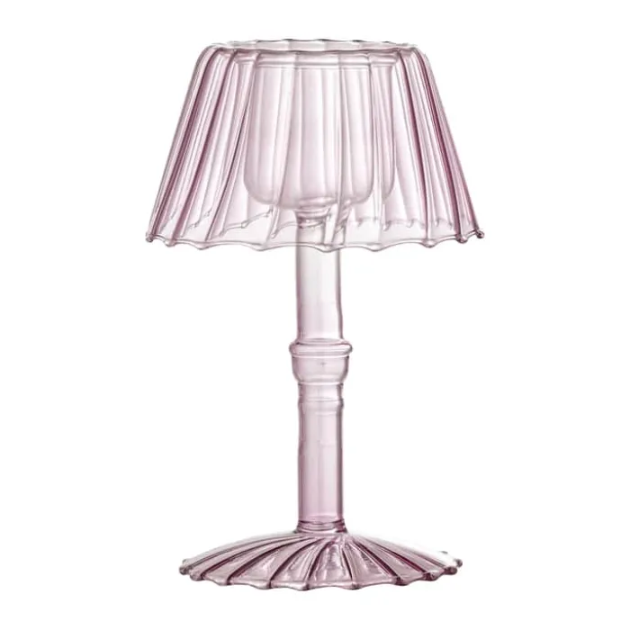 Bloomingville Cisco Fyrfadsstage Ø 10,5 x H 18 cm - Glas - Lyserød