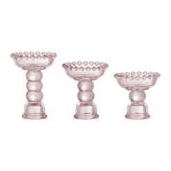 Bloomingville Delphia Kronelysestage - 3 stk. Ø 6,5 x H 9,5 cm - Glas - Lyserød