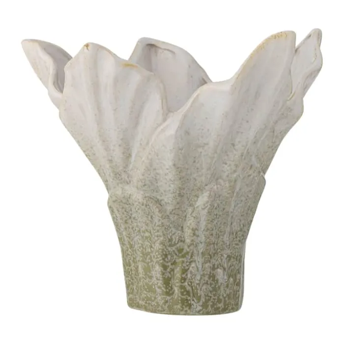 Bloomingville Erato Vase Ø 22 x H 20,5 cm - Stentøj - Grøn