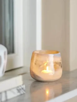 Bloomingville Fyrfadsstage - Imran Ø 10 x H 9 cm - Genanvendt glas - Grå