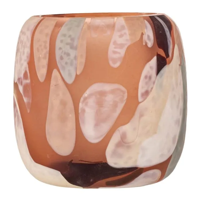 Bloomingville Fyrfadsstage - Karan Ø 9 x H 9,5 cm - Genanvendt glas - Rose