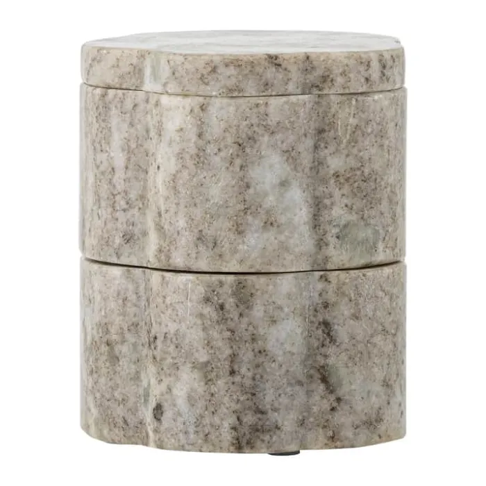 Bloomingville Krukke m. låg - Nezli H 11,5 x B 9 cm - Marmor - Natur