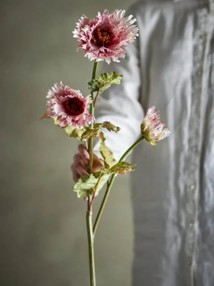 Bloomingville Kunstig blomst - Chrysantemum stilk H 96 cm - Polyster - Lyserød