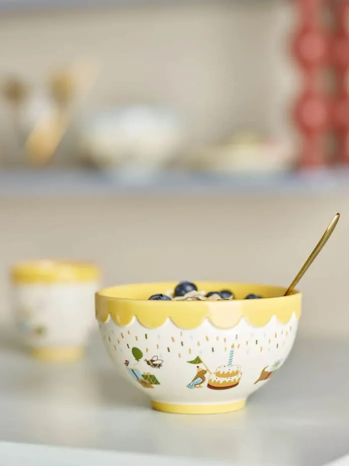 Bloomingville Mini Celebrate Skål Ø 13,5 cm - Stentøj - Gul