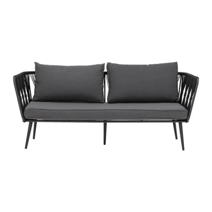 Bloomingville Pavone Sofa H 72 x B 68 x L 174 cm - Metal - Sort
