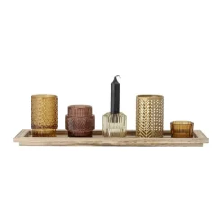 Bloomingville Sanga Bakke m. fyrfadsstage H 10 x B 12,5 x L 43 cm - Glas - Brun