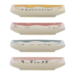 Bloomingville Soline Tallerken - 4 stk. B 13 x L 13 cm - Stentøj - Multifarvet
