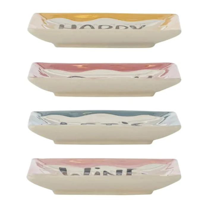 Bloomingville Soline Tallerken - 4 stk. B 13 x L 13 cm - Stentøj - Multifarvet