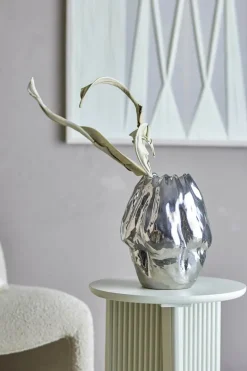 Bloomingville Vase - Bobby H 29 x B 23,5 cm - Stentøj - Sølvfarvet