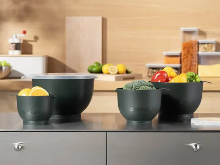 Bodum Bistro Røreskålsæt m. låg - 4 dele 0,7/1,6/3,2/5,2 liter - Plastik - Dark Green