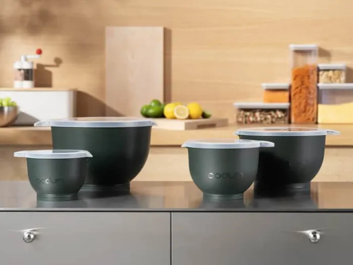 Bodum Bistro Røreskålsæt m. låg - 4 dele 0,7/1,6/3,2/5,2 liter - Plastik - Dark Green