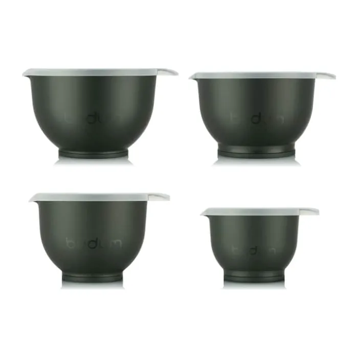 Bodum Bistro Røreskålsæt m. låg - 4 dele 0,7/1,6/3,2/5,2 liter - Plastik - Dark Green