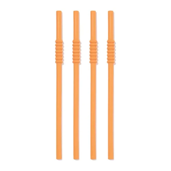 Bodum Bistro Silikonesugerør - 4 stk L 24 cm - Rustfri stål/plastik/silikone - Peach