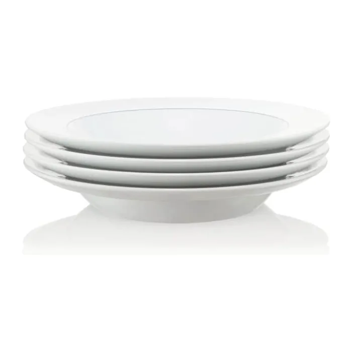 Bodum Blå Dyb Tallerken - 4 stk Ø 22 cm - Porcelæn - Hvid