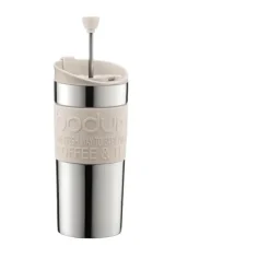 Bodum Rejsekrus m. Stempel 35 cl - Rustfrit stål/silikone - Hvid