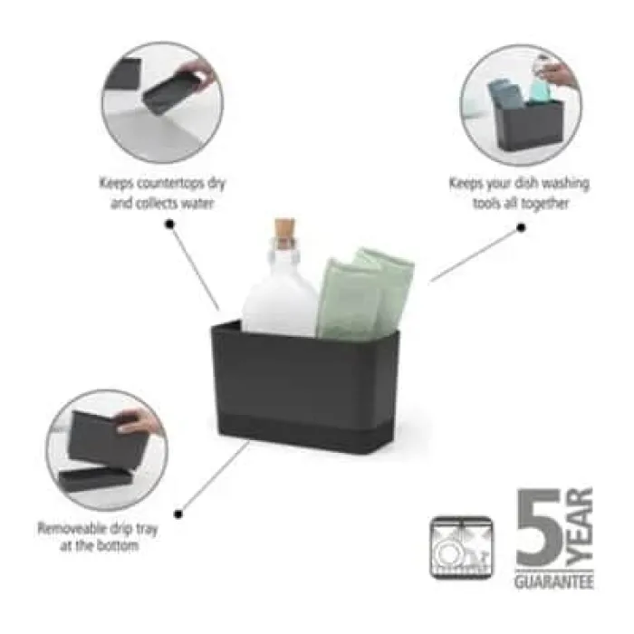 Brabantia Sink-side Holder til opvaskemiddel- og børste H 11,5 x B 19 x D 8,5 cm - Silikone - Grå