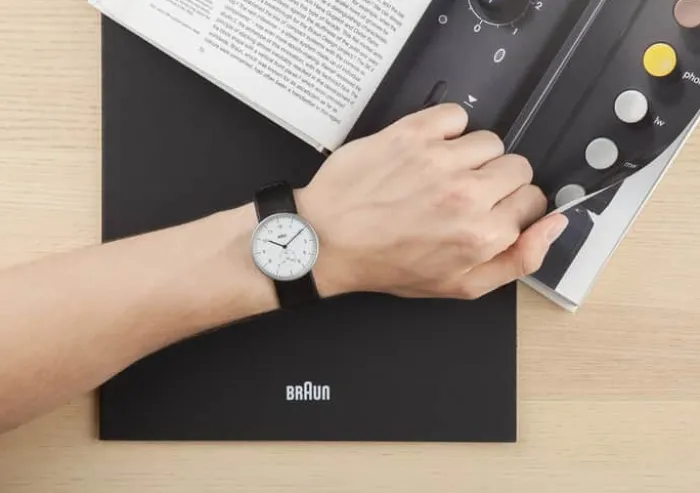 Braun Quarz Armbåndsur - Herre Ø 3,8 cm - Læder/rustfrit stål - Sort/hvid